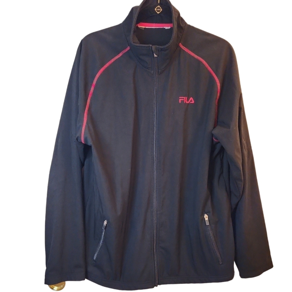 Fila Men's Black with Red Trim Long Sleeve Jacket Size XL